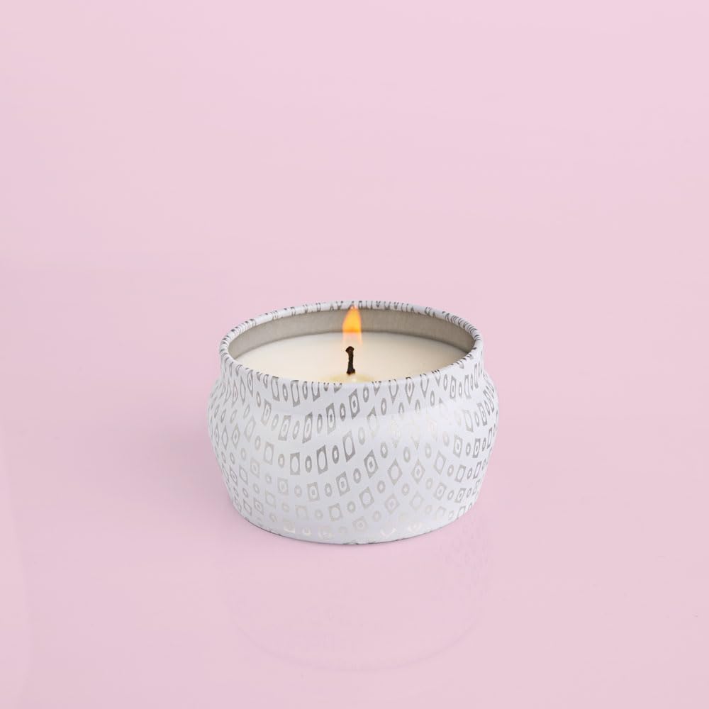 Capri Blue Volcano Mini Tin Candle (3 oz) • Luxury Soy Wax Blend in Tropical Fruit & Sugared Citrus • White Jar