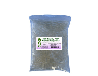 Capsule Connection USA-Made 00 Size Empty Gelatin Capsules – 500 Count, Natural, No Additives