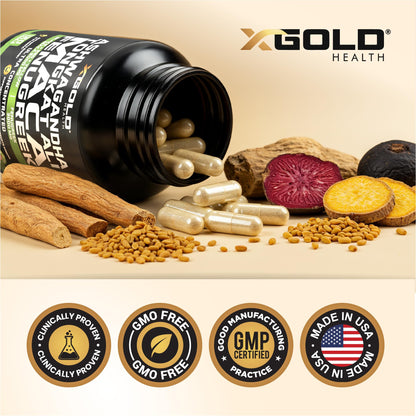 Ashwagandha 5000mg, Tongkat Ali 1000mg, Maca Root 5000mg | Fenugreek Supplement – Made in USA