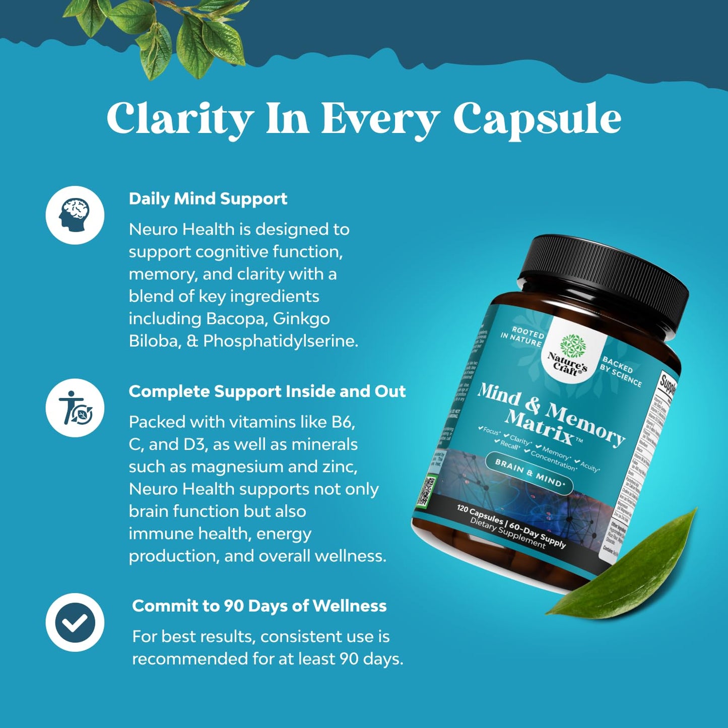 Nootropic Brain Supplement for Memory & Focus (120ct)