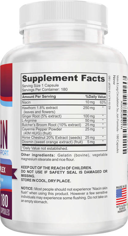 2-Month Vein & Leg Circulation Supplement | 180 Capsules