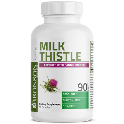 Bronson Milk Thistle Silymarin Marianum & Dandelion Root – Liver Health, Antioxidant Support, 90 Capsules