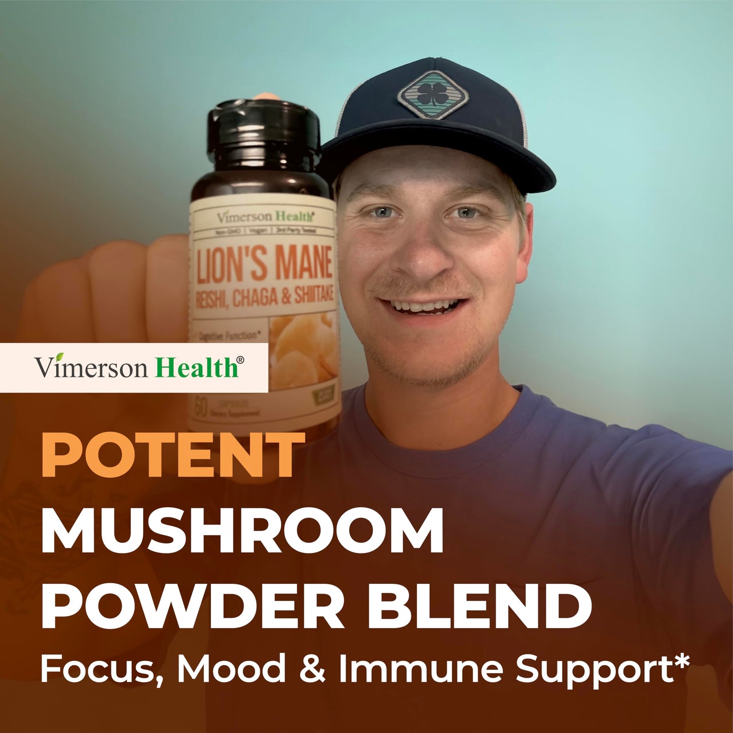Lions Mane Capsule Supplement - Focus, Mood & Immune Support (60 Vegan Capsules) - Non-GMO