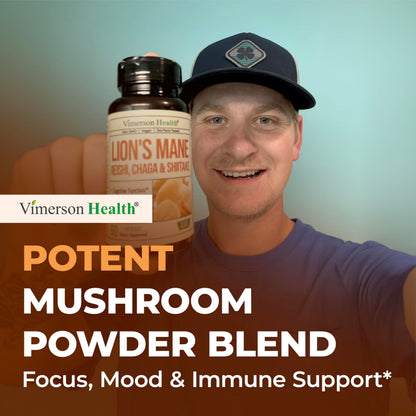 Lions Mane Capsule Supplement - Focus, Mood & Immune Support (60 Vegan Capsules) - Non-GMO