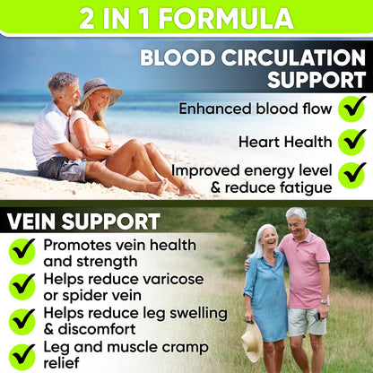 Best Blood Circulation Supplements & Vein Support – Blood Flow, Leg Circulation, Heart Health, Varicose Veins | Butcher's Broom & Diosmin – 90 Caps