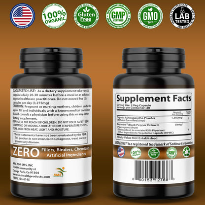 Ashwagandha Capsules with Black Pepper – Extra Strength for Stress, Focus & Mood (60 Capsules)