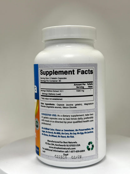 Best Naturals Moringa Extract 10:1 1500mg – 180 Capsules | Superfood for Healthy Wellbeing