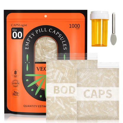 Vegan Empty Capsule Size 00 – Separated, 1000 Count | CAPSLogist