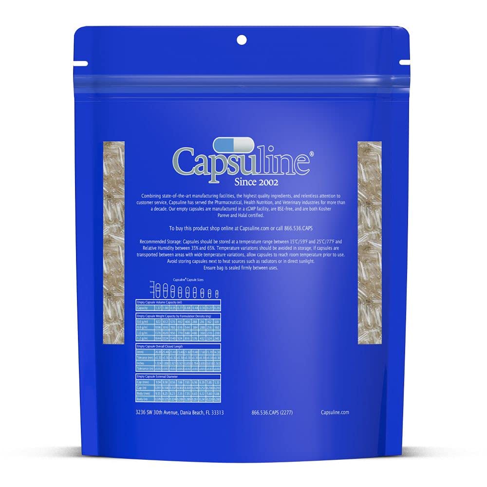 Capsuline Size 2 Clear Empty Gelatin Capsules – 1000 Count | Kosher, Gluten Free, Non-GMO