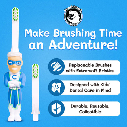 Kids Soft Bristle Superhero Toothbrush for Ages 2+ | Gentle, Replaceable Head, Ergonomic Handle