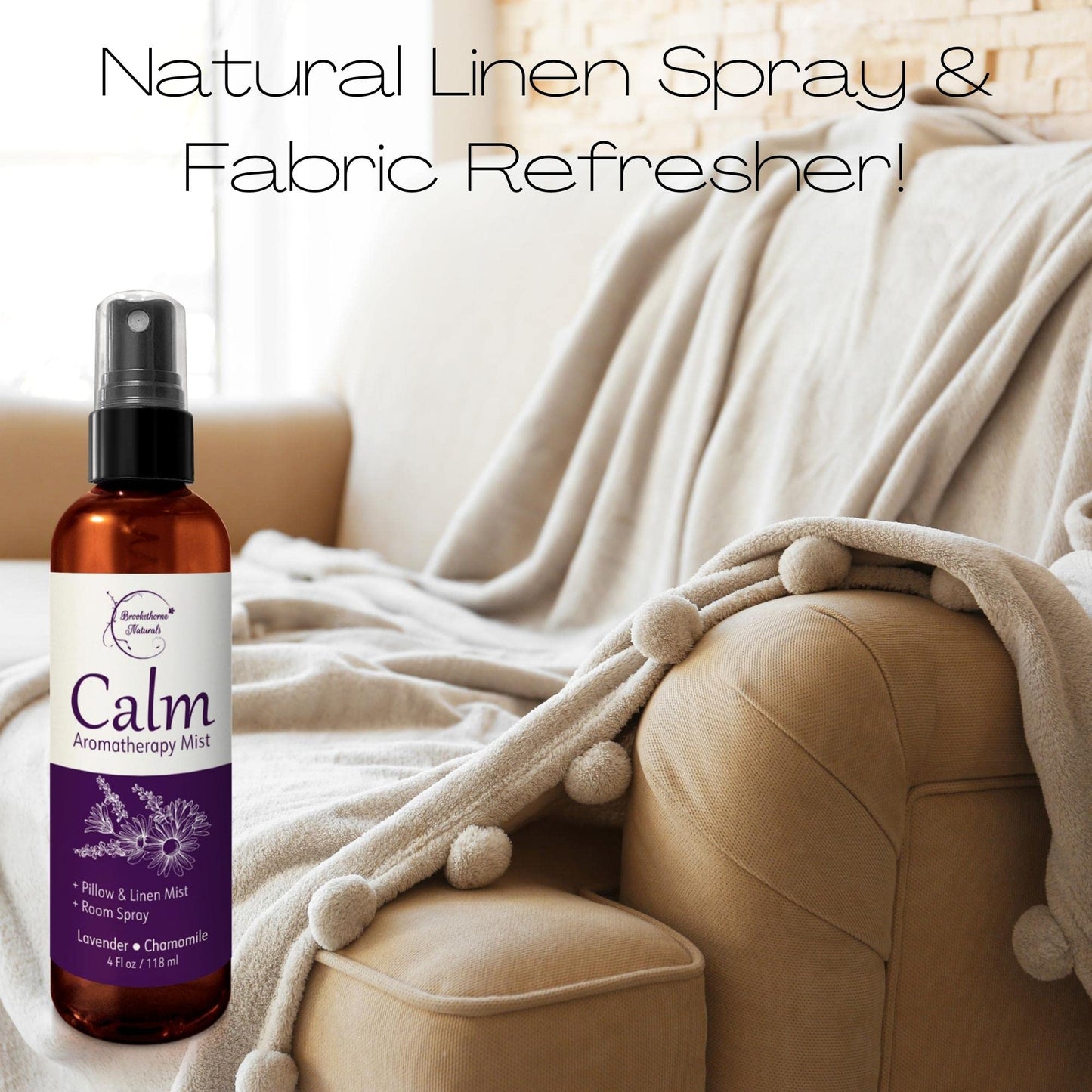 Calm Aromatherapy Mist with Lavender & Chamomile – Natural Sleep & Pillow Spray | Brookethorne Naturals