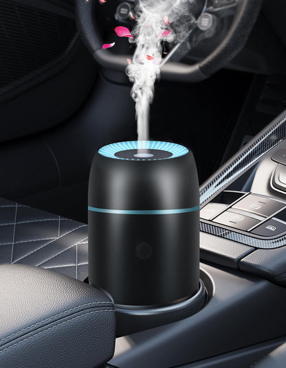Car Diffuser for Essential Oils - Portable 100ml USB-C Ultrasonic Aromatherapy Diffuser with Colorful Lights (Black)