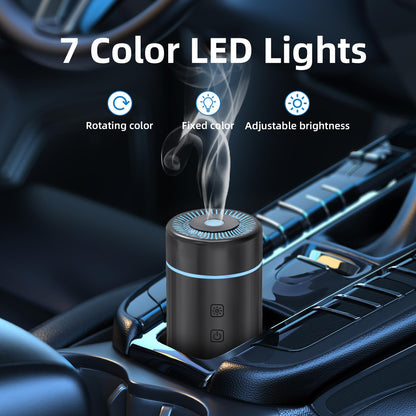 100ML Car Diffuser - Rechargeable Cordless Humidifier with 7 LED Colors (Black)