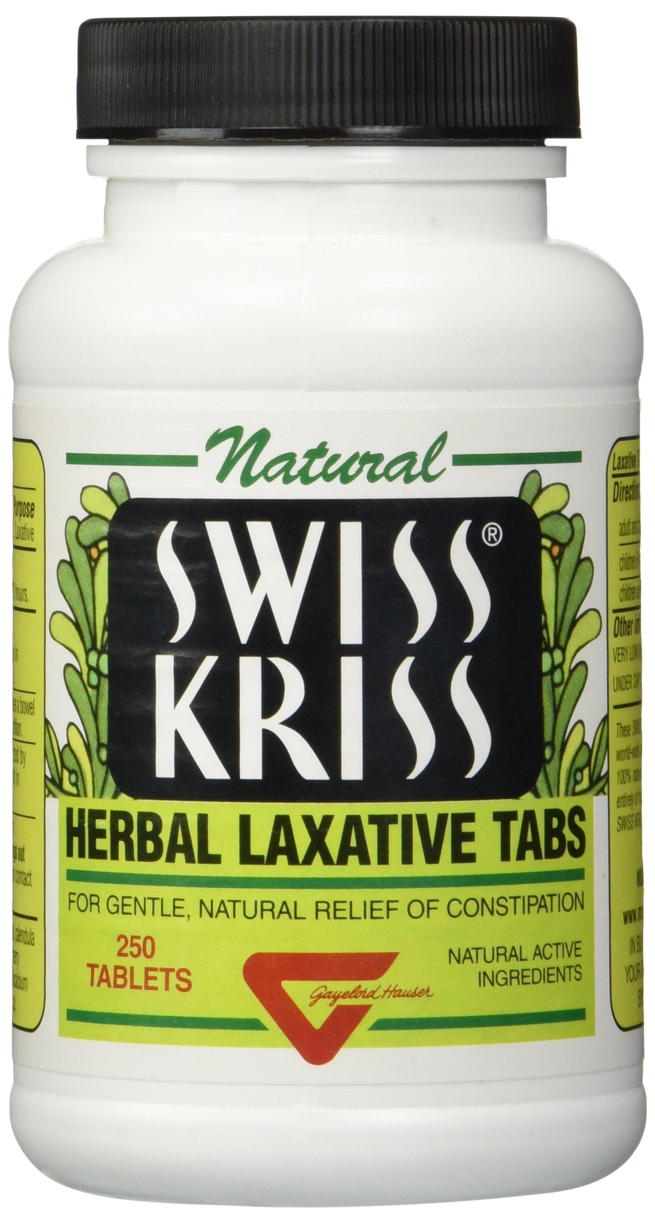 Swiss Kriss Herbal Laxative Tablets | Natural Senna Formula for Occasional Constipation, 250 Tablets