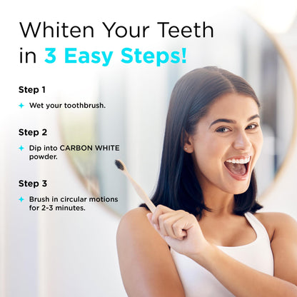 CARBON WHITE Teeth Whitening Powder - Natural Coconut Charcoal 30g