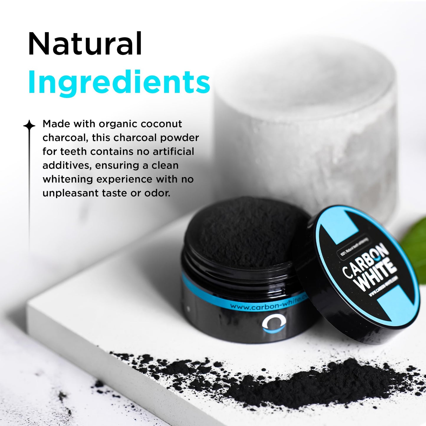 CARBON WHITE Teeth Whitening Powder - Natural Coconut Charcoal 30g