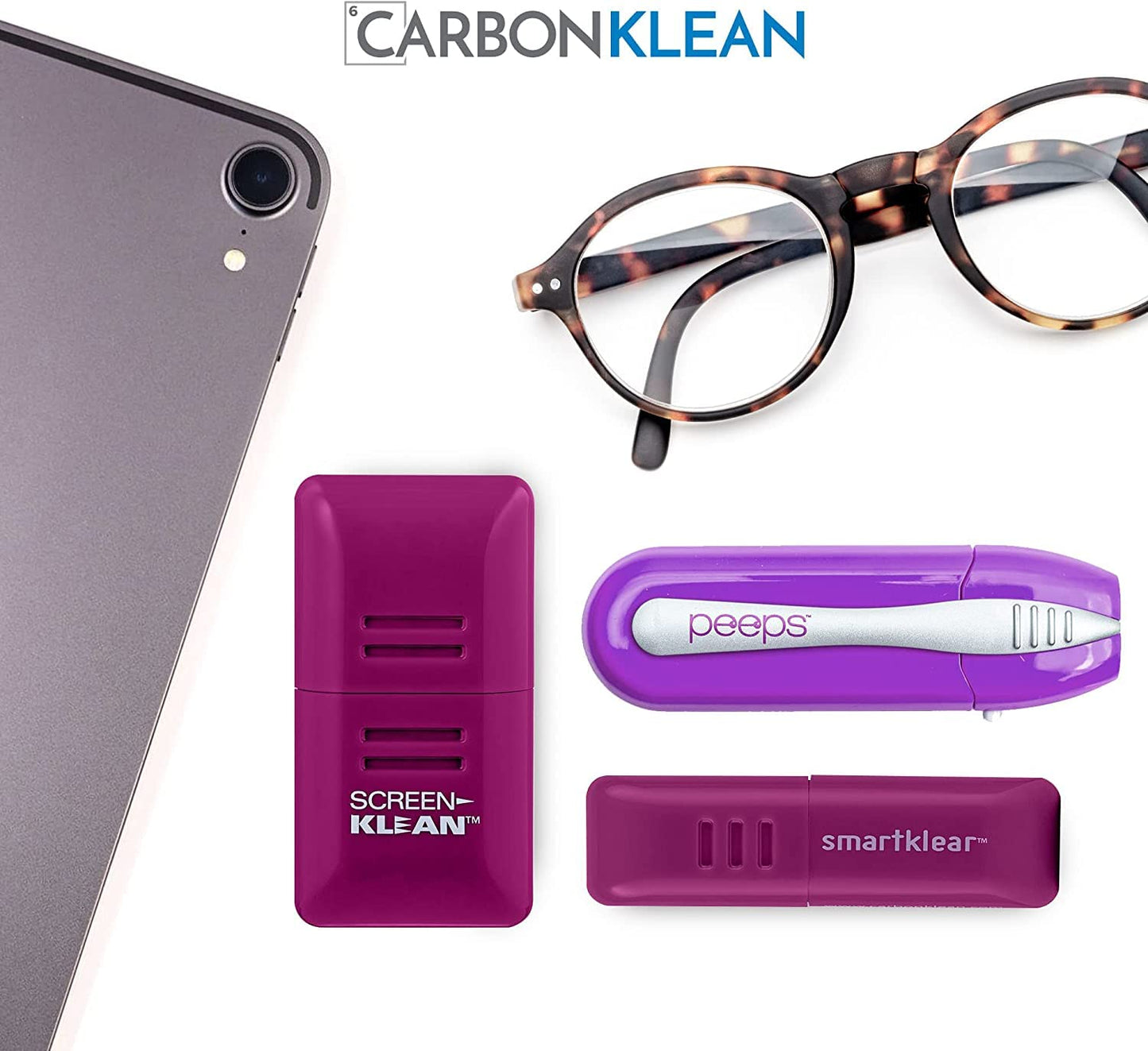 CarbonKlean Peeps Eyeglass Cleaner – NASA Carbon Microfiber, Purple 2-Pack