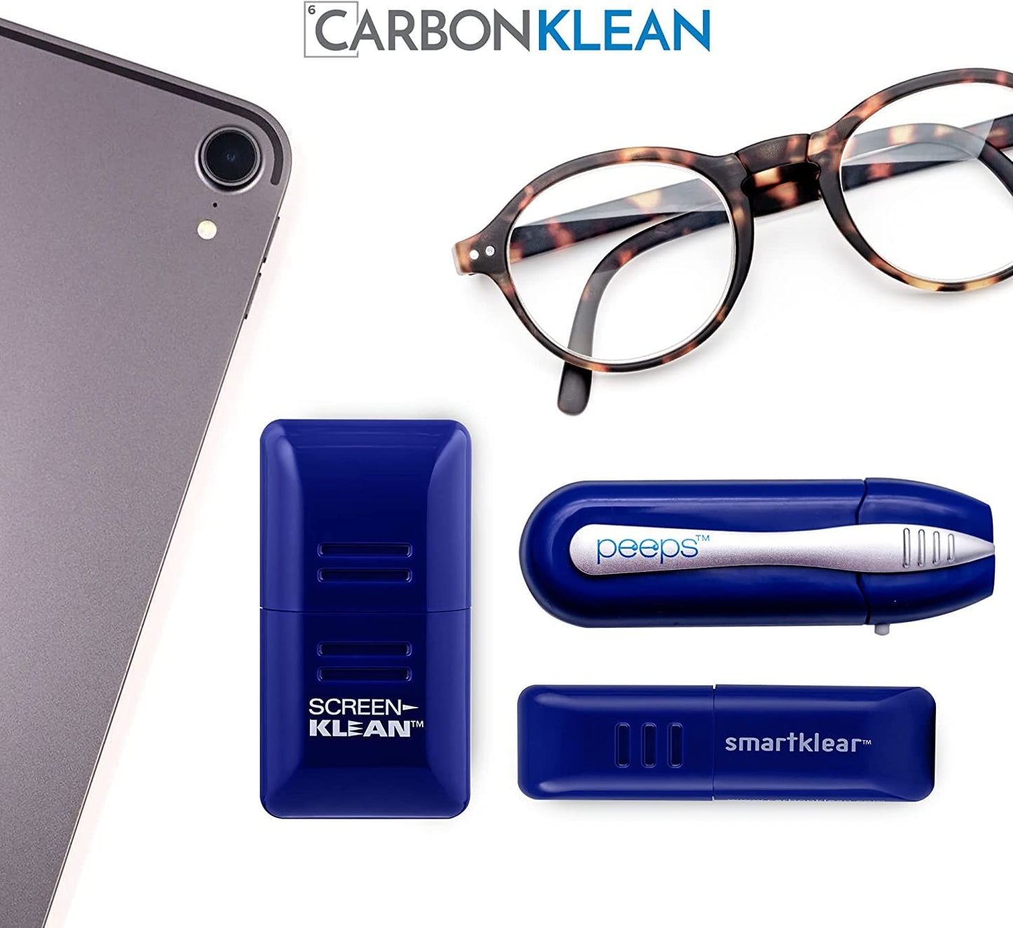CarbonKlean Peeps Glasses Cleaner - Carbon Microfiber Tech, Blue Injected, 3 Count