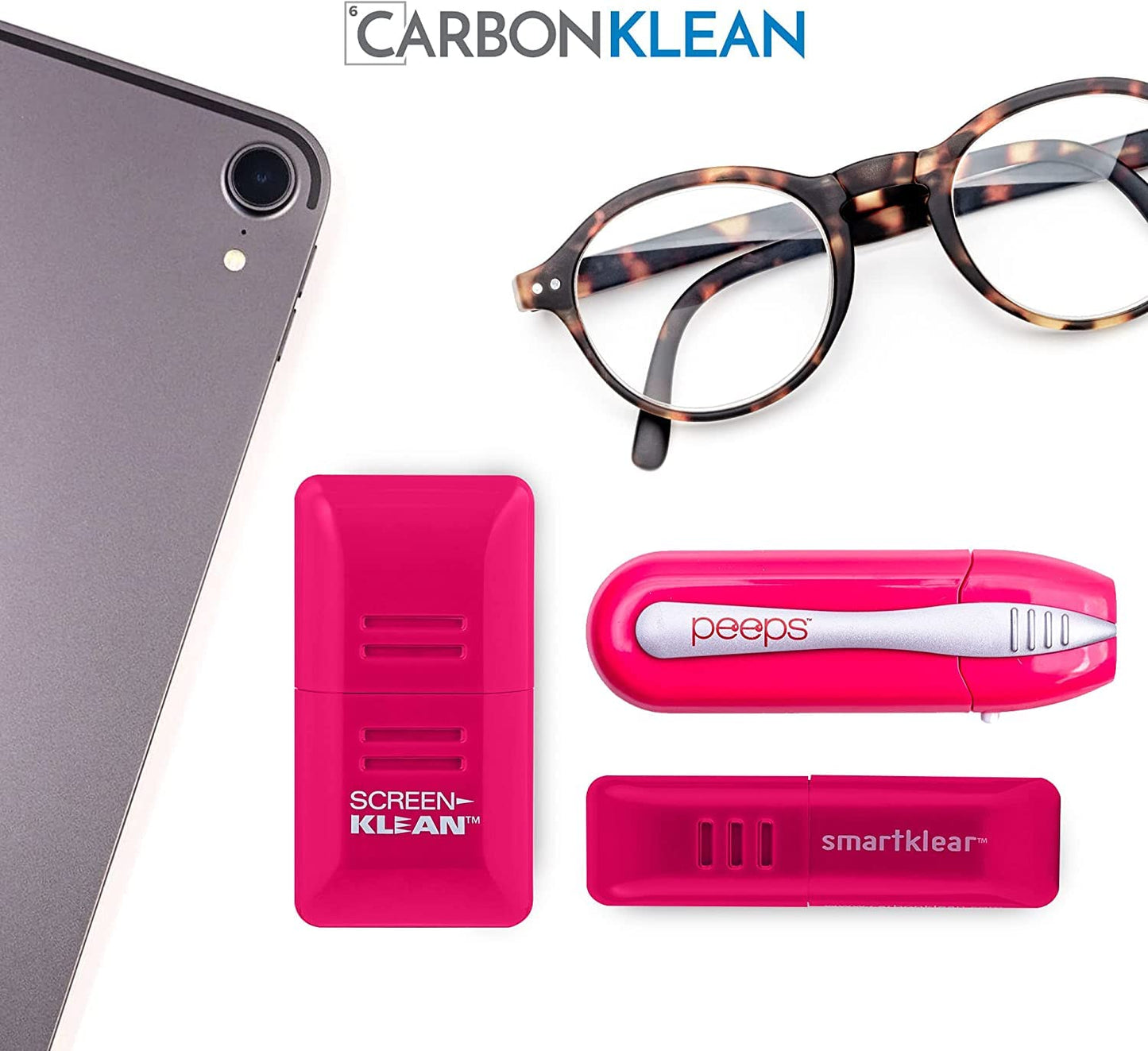 CarbonKlean Peeps Glasses Cleaner - Injected Pink, 3 Count | Carbon Microfiber Tech for Eyewear