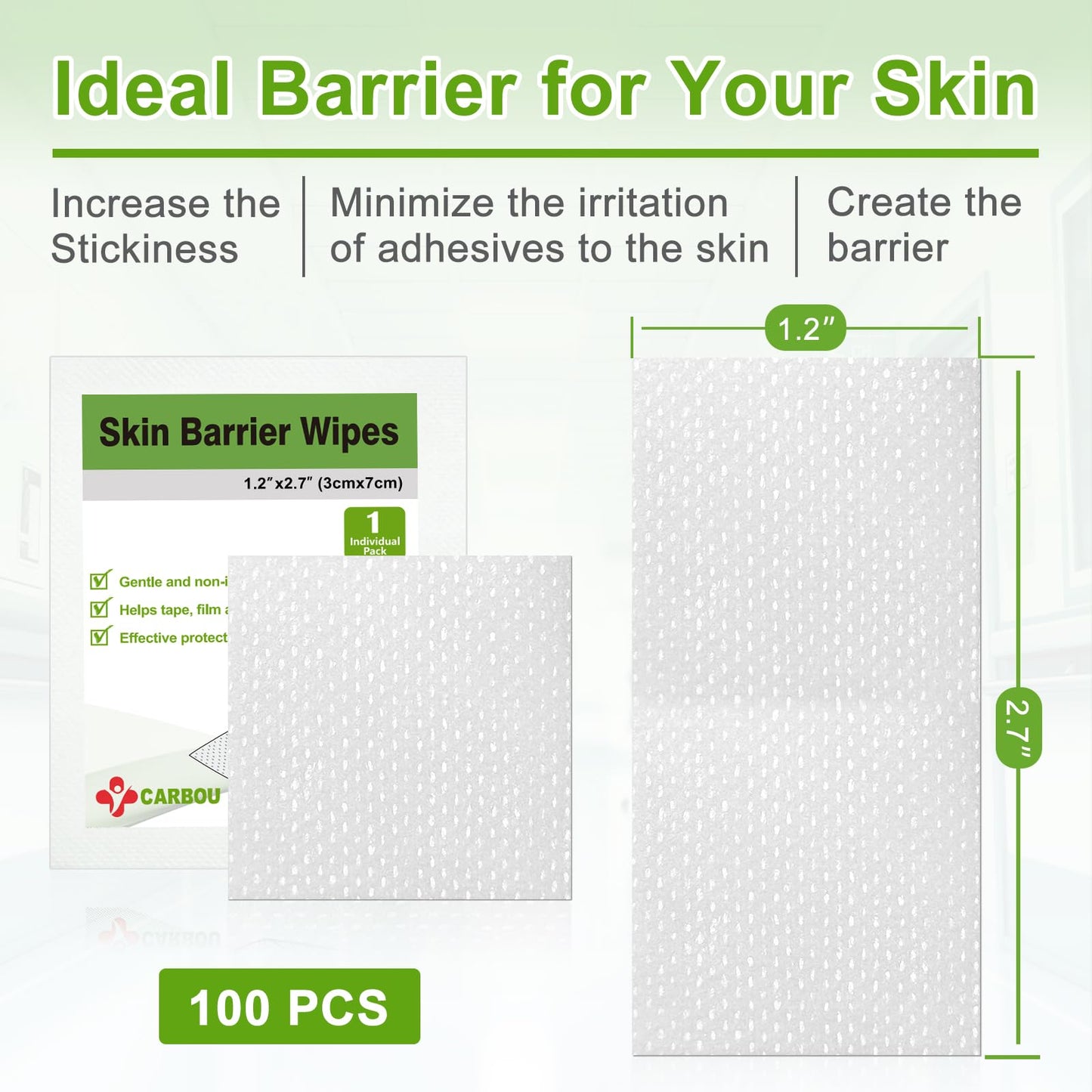 CARBOU Skin Barrier Wipes – 100 Count Skin Prep for Enhanced Adhesion