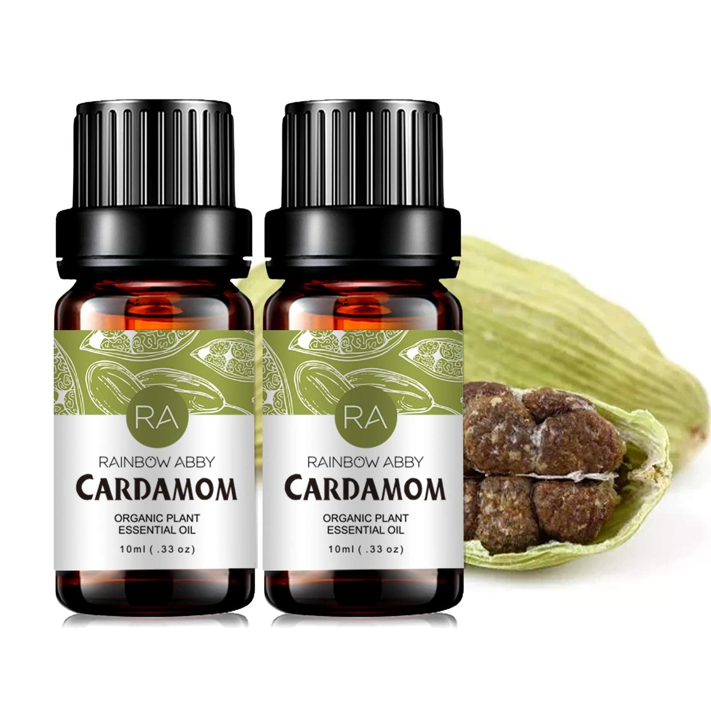 2-Pack Cardamom Essential Oil 2x10ml | 100% Pure Organic | Rainbow Abby
