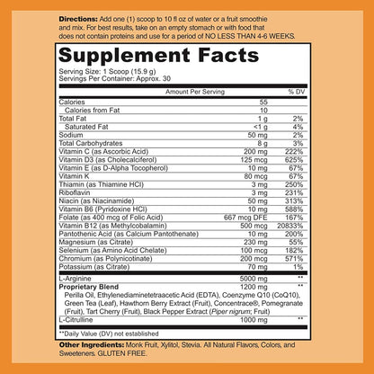 Cardio Heart Health Powder – L-Arginine 5000mg & L-Citrulline 1000mg (16.82 oz)