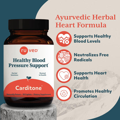 ruved Carditone - Natural Heart Health Supplement for BP & Heart Support (30 Veg Caplets)
