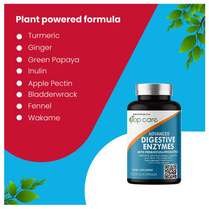 4 TOP CARE H4U Digestive Enzymes with Probiotics & Prebiotics - 180 Vegetarian Capsules