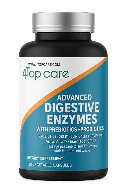 4 TOP CARE H4U Digestive Enzymes with Probiotics & Prebiotics - 180 Vegetarian Capsules