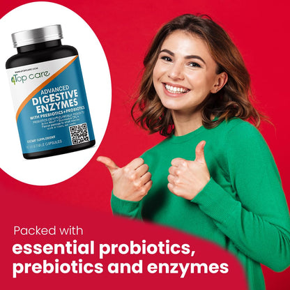 4 TOP CARE H4U Digestive Enzymes with Probiotics & Prebiotics - 180 Vegetarian Capsules