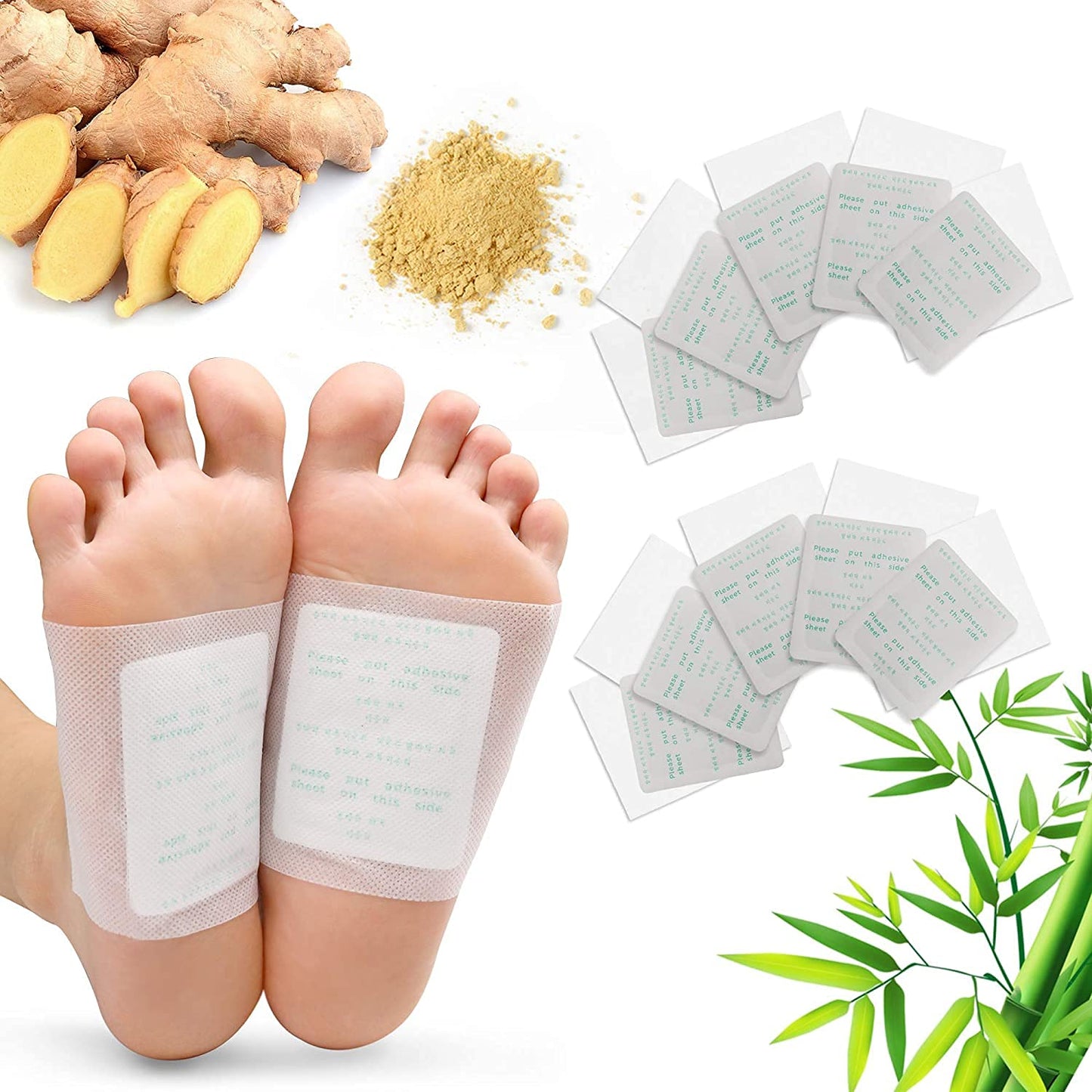 100Pads Natural Bamboo Vinegar Ginger Foot Pads – Travel or Home Use