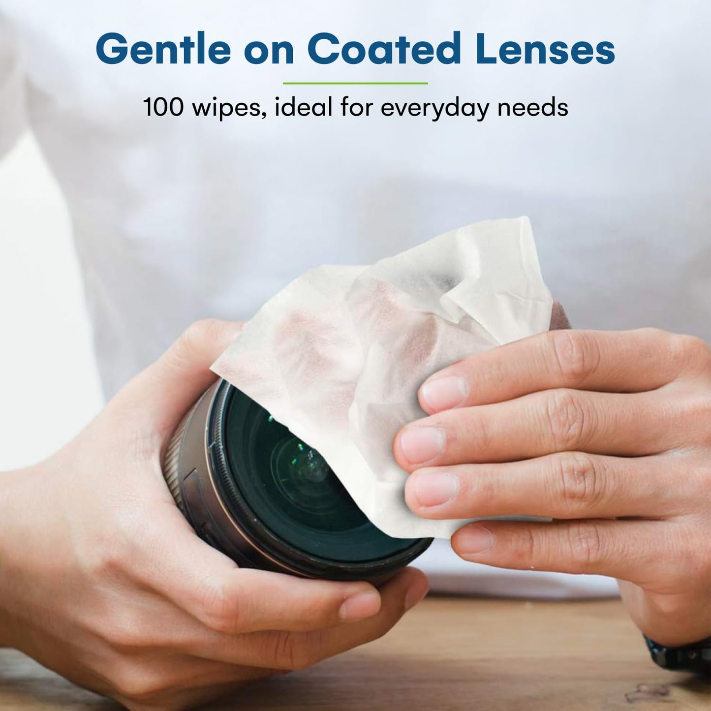 Care Touch Lens Wipes for Eyeglasses – 100 Count, Individually Wrapped, 5 x 6 in | Glasses, Sunglasses & Camera Lens Cleaner