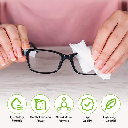Care Touch Lens Wipes - 400 Count Pre-Moistened Wipes for Eyeglasses, Sunglasses & Camera Lenses | Gentle & Portable