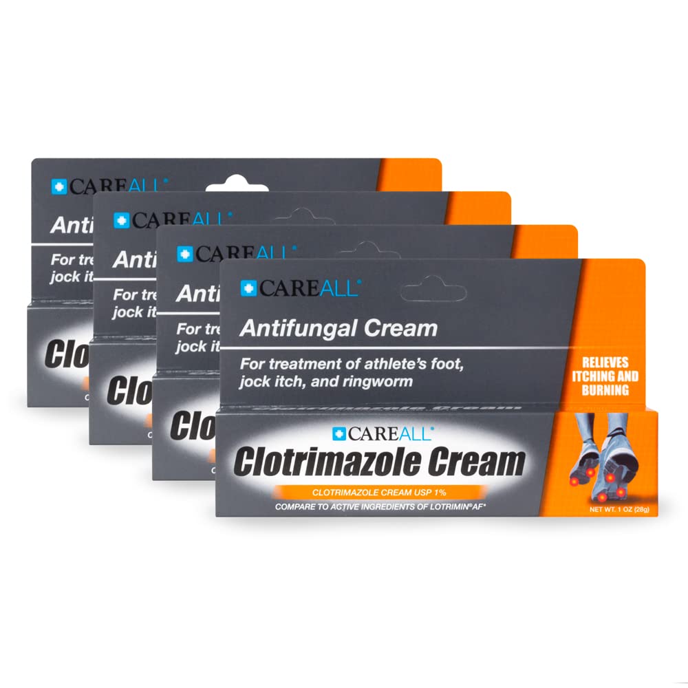 CareAll Clotrimazole 1% Antifungal Cream 4 Pack | Treats Athlete’s Foot, Jock Itch & Ringworm (Compare to Leading Brand)