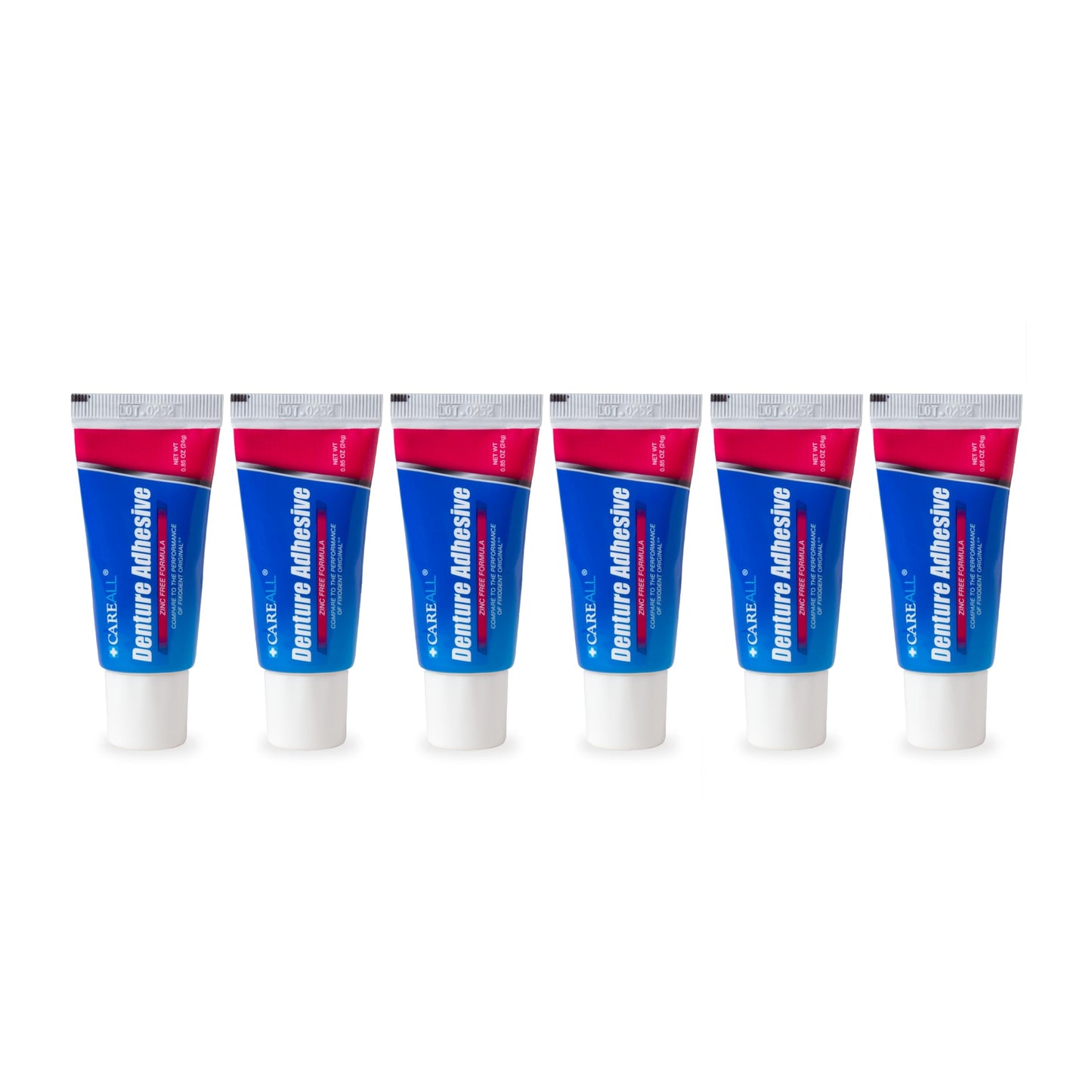 CareAll Denture Adhesive 0.85 oz – Pack of 6, Zinc-Free, Original Maximum Hold