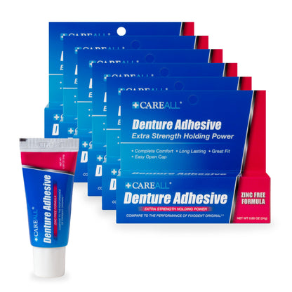 CareAll Denture Adhesive 0.85 oz – Pack of 6, Zinc-Free, Original Maximum Hold
