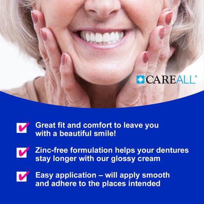 CareAll Denture Adhesive 0.85 oz – Pack of 6, Zinc-Free, Original Maximum Hold