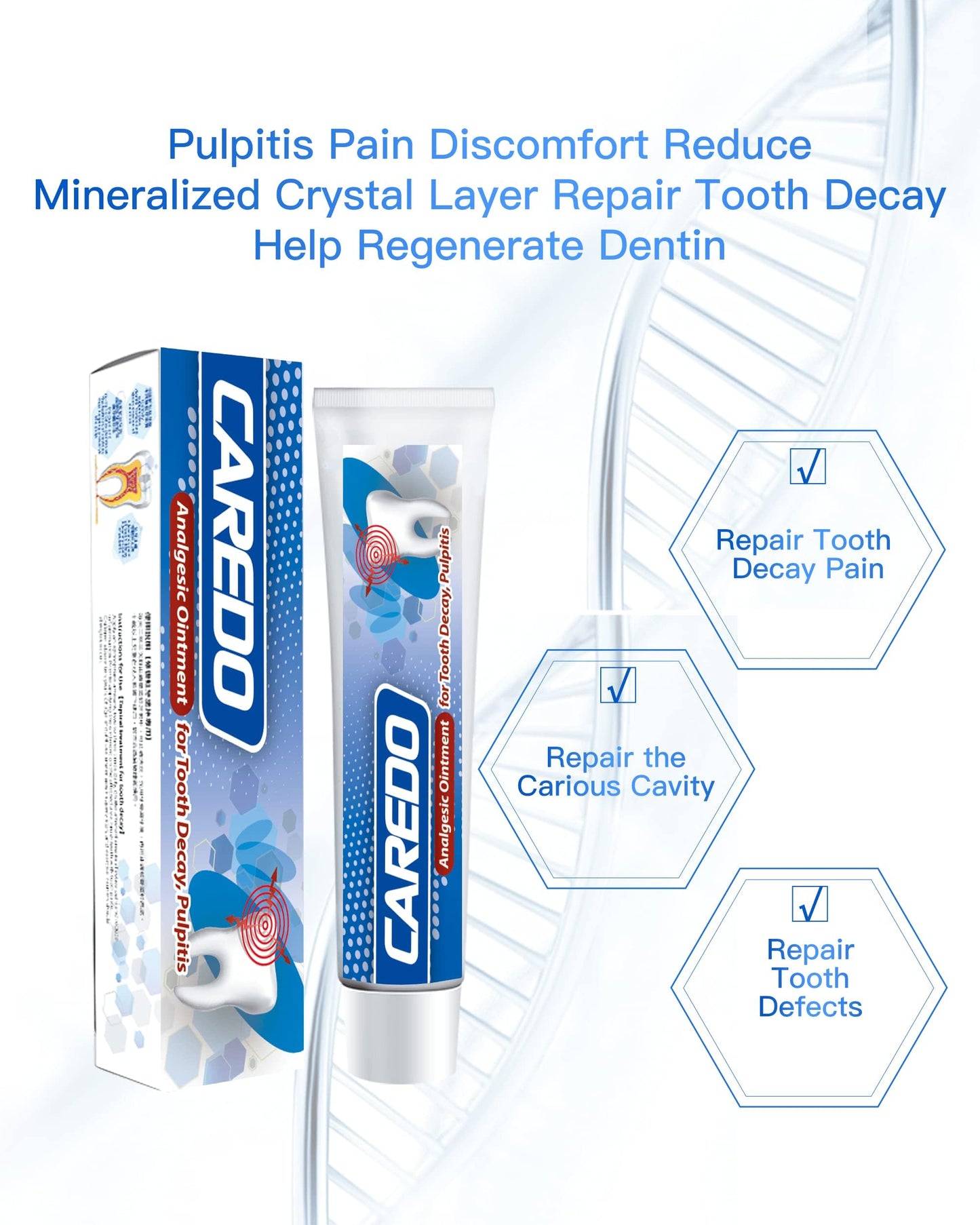 CAREDO Cavity Repair Toothpaste Set – 100g Hydroxyapatite + 16g Pulpitis Ointment