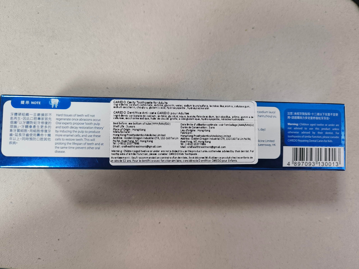 CAREDO Cavity Reversal Toothpaste - Fluoride-Free Hydroxyapatite Remineralizing 3.52 oz