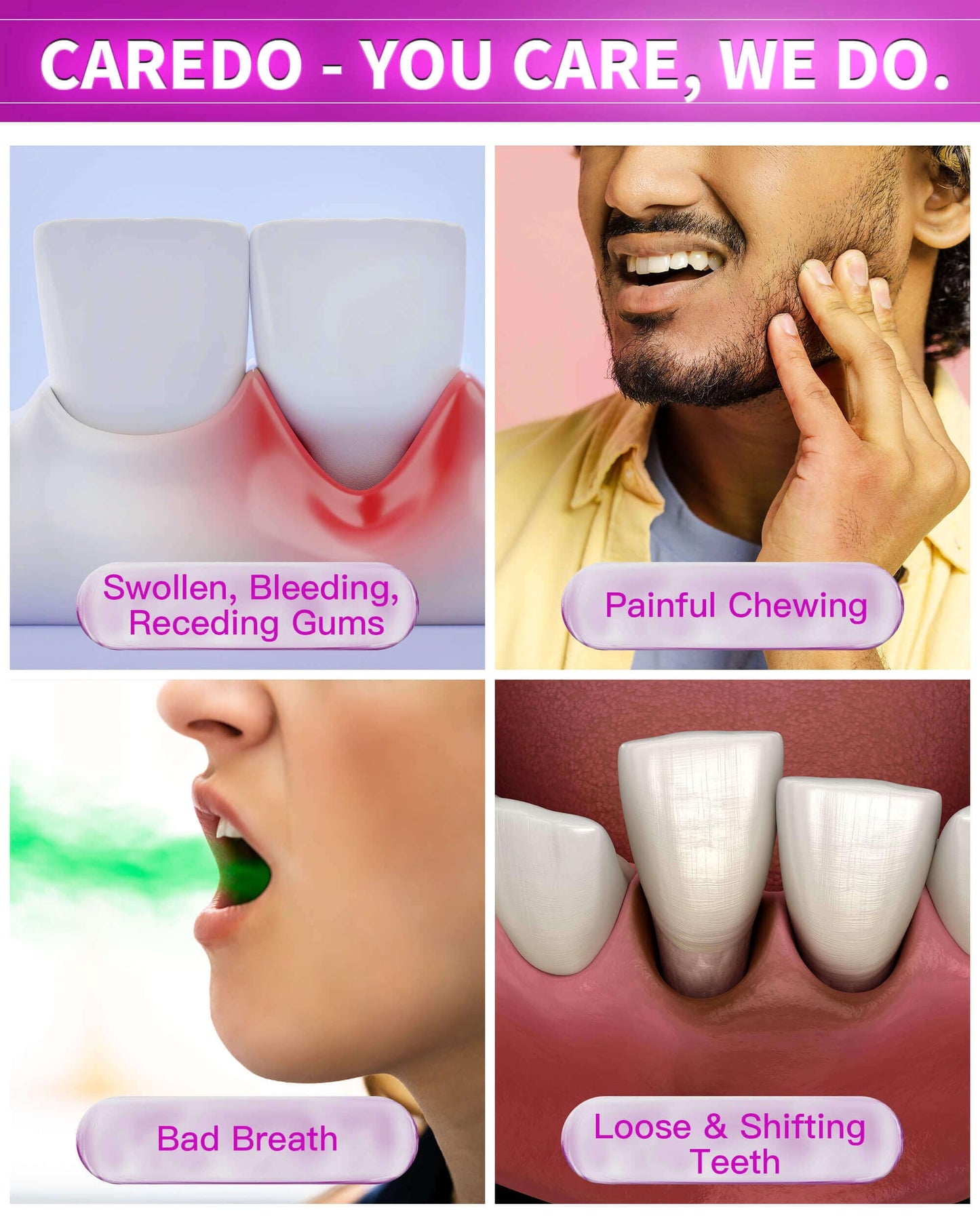 CAREDO Gum Toothpaste for Periodontitis & Gum Disease | Receding Gums, Gingivitis & Bad Breath - 3.52 oz