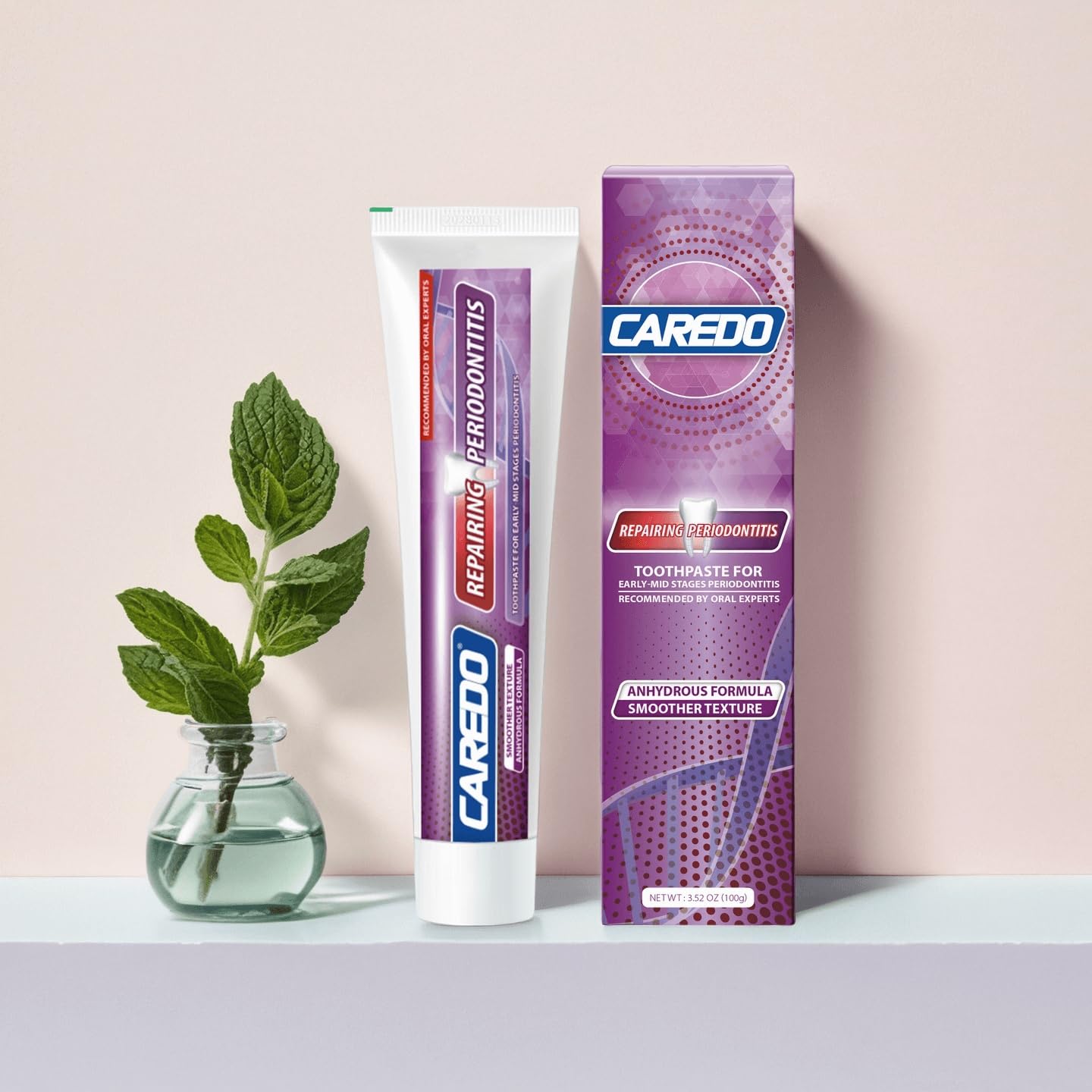 CAREDO Gum Toothpaste for Periodontitis & Gum Disease | Receding Gums, Gingivitis & Bad Breath - 3.52 oz
