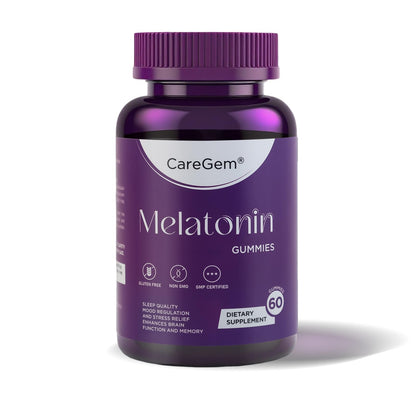 CareGem Sleep Aid - 5mg Melatonin Gummies with Ashwagandha & L-Theanine | 60 Count