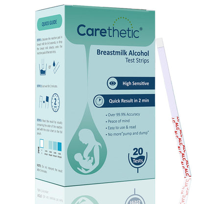Carethetic Breastmilk Alcohol Test Strips - High Sensitivity, 2-Minute Home Results (20-Pack)