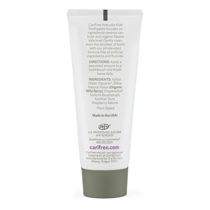 CariFree Naturals Kids Toothpaste – Fluoride-Free, 40% Xylitol, Organic Wild Berry, Dentist Developed, 2.4 oz