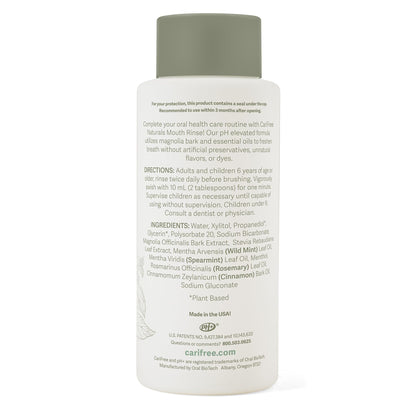 CariFree Naturals Mouth Rinse | Fluoride-Free, pH Elevated, Magnolia Bark, Alcohol-Free