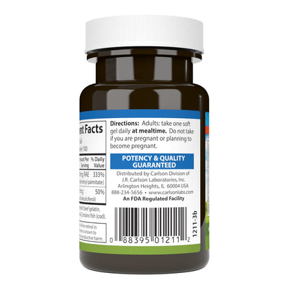 Carlson A&D Vitamin A & D3 - 10000 IU / 400 IU | Vision & Skin Health (100 Soft Gels)