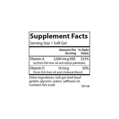Carlson A&D Vitamin A & D3 - 10000 IU / 400 IU | Vision & Skin Health (100 Soft Gels)