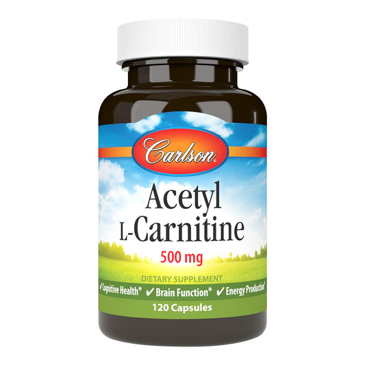 Carlson Acetyl L-Carnitine 500 mg – Cognitive Health, Brain Function & Energy | 120 Capsules BritishVita | Premium UK Vitamins & Wellness Supplements