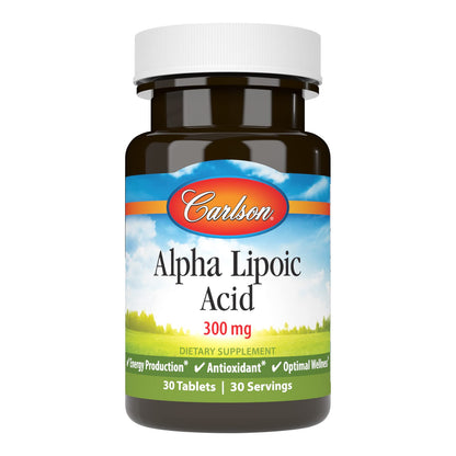Carlson Alpha Lipoic Acid 300 mg – Energy Production & Universal Antioxidant | 30 Tablets