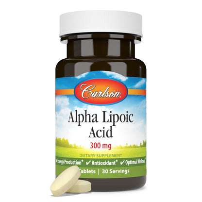 Carlson Alpha Lipoic Acid 300 mg – Energy Production & Universal Antioxidant (30 Tablets, Pack of 2)